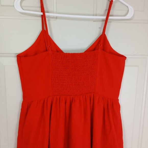 American Eagle Red Sleeveless Button-Front Midi Dress Size M Cotton, Linen Blend - Picture 9 of 13